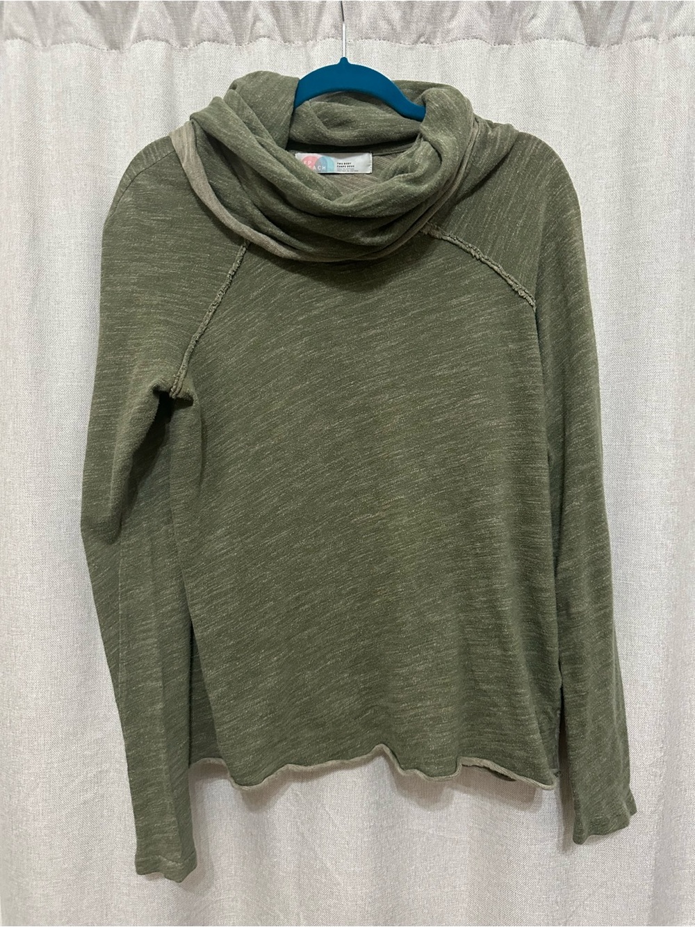 Free People 100% cotton beach cotton cocoon cowl pullover in heather green
